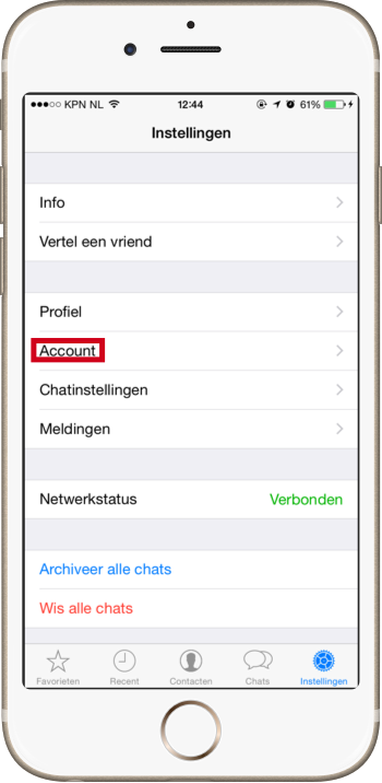 Blauwe vinkjes uitzetten in whatsapp - Instellingen