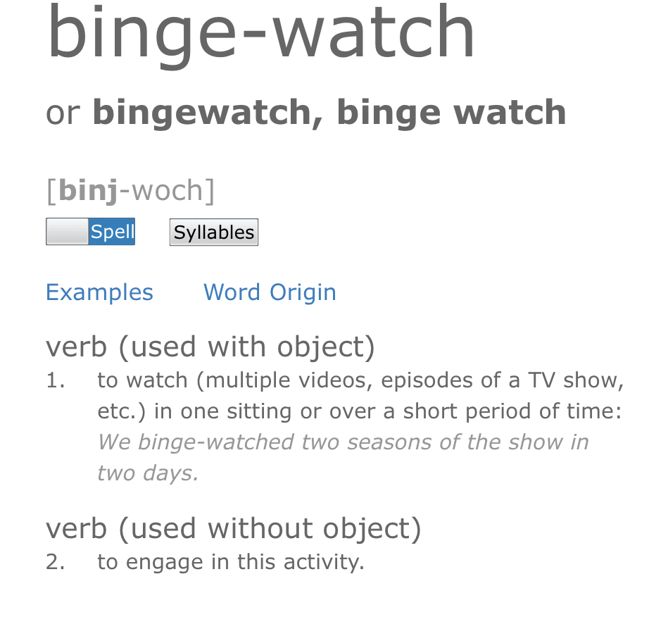 binge-watching in dictionary.com