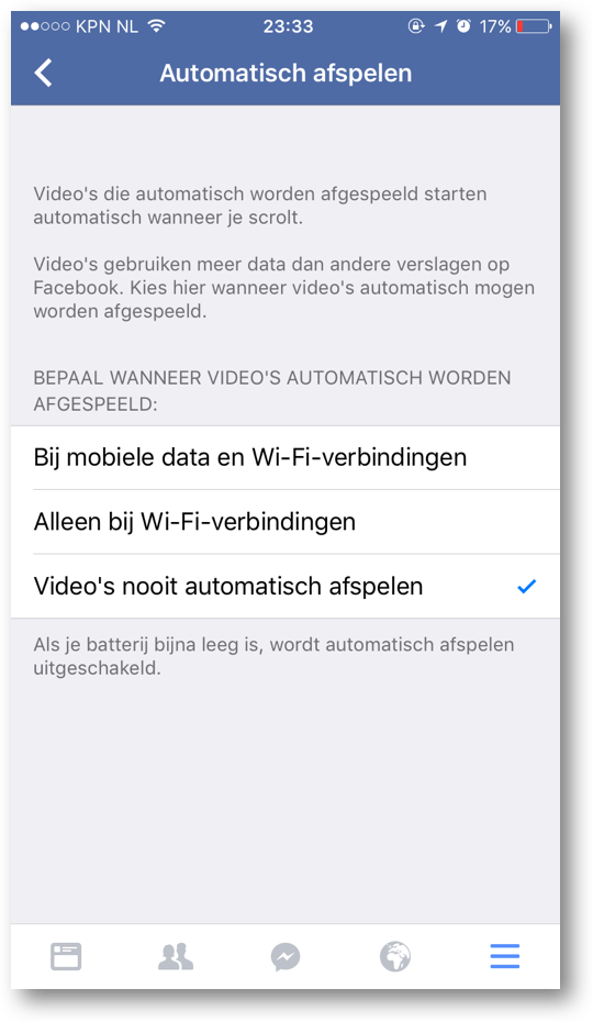 Facebook video's niet automatisch laten afspelen