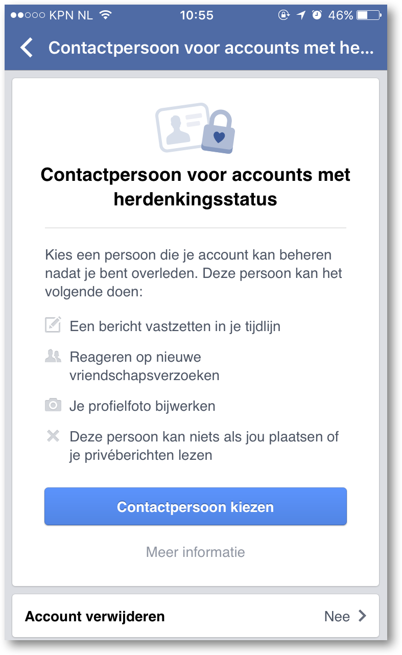 Facebook account beheren als er iets met je gebeurd