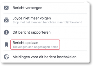 Facebook bericht link opslaan