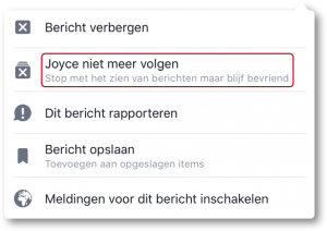 Facebook contactpersoon ontvolgen