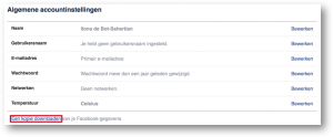 Facebook data archief downloaden