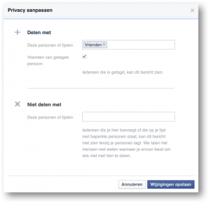 Privacy Facebook bericht aanpassen