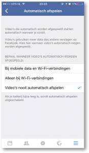 Video's niet automatisch afspelen in Facebook